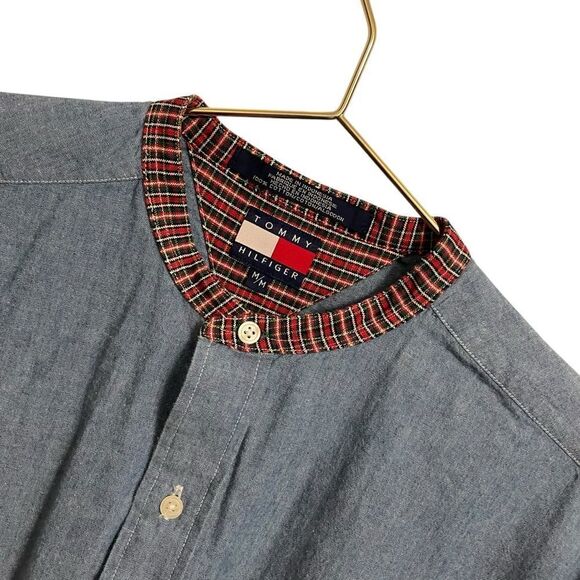 Vintage Tommy Hilfiger Denim Plaid Collar Button Down Long Sleeve Shirt MED - Picture 2 of 7